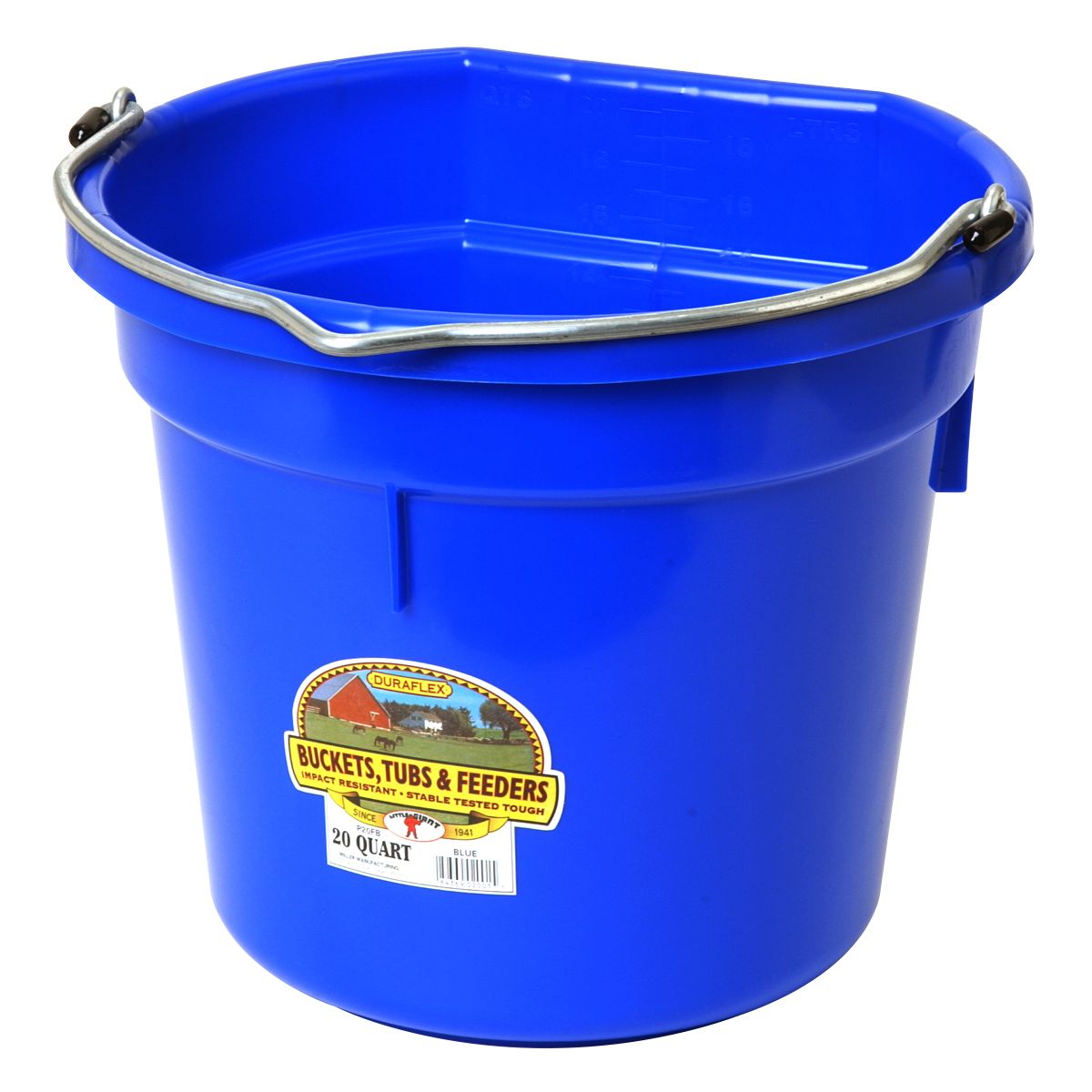 DuraFlex Plastic Flatback Bucket Color Choice 20 & 22 Qt