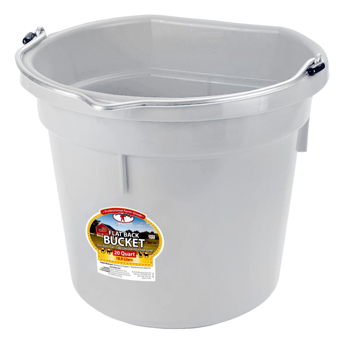DuraFlex Plastic Flatback Water Feed Bucket 20 Qt
