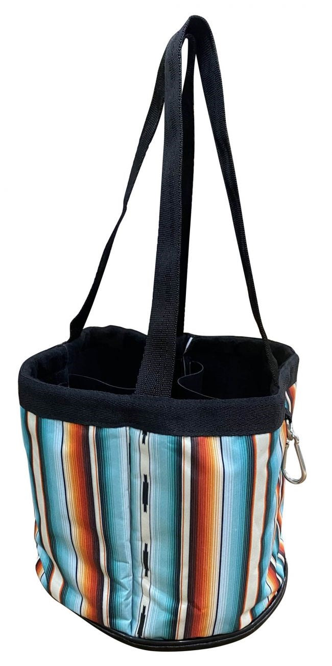 Collapsible Serape Print Nylon Grooming Tote Bag w/ 4 Large pockets