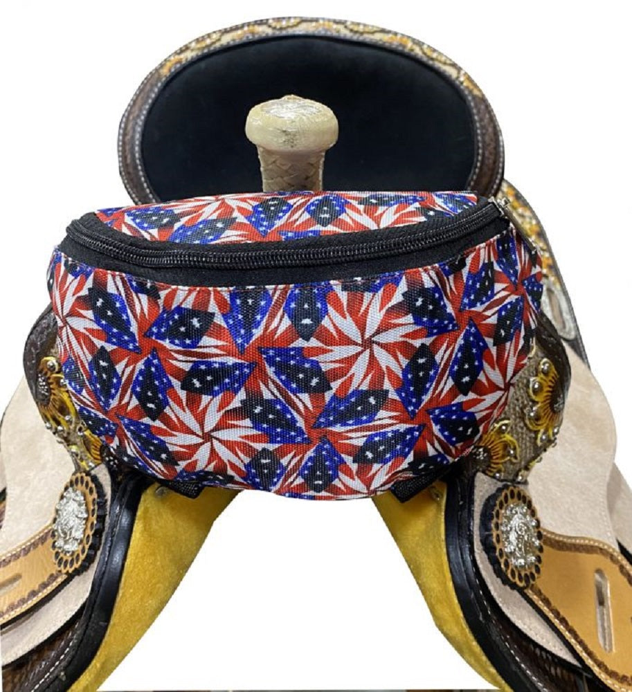 American Flag Print Insulated Nylon Saddle Pouch