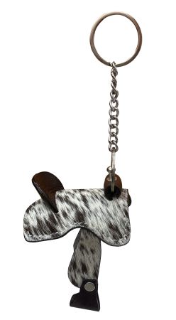 Mini Saddle Hair-On Hide Key Chain