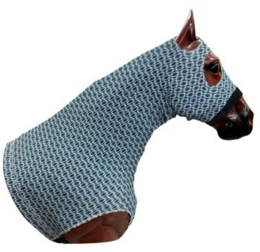 Blue Aztec Lycra Horse Hood