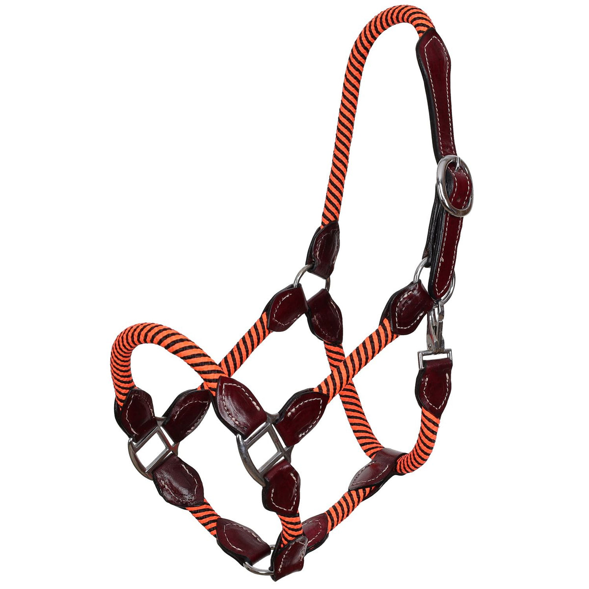 Orange Poly Rope Leather Halter