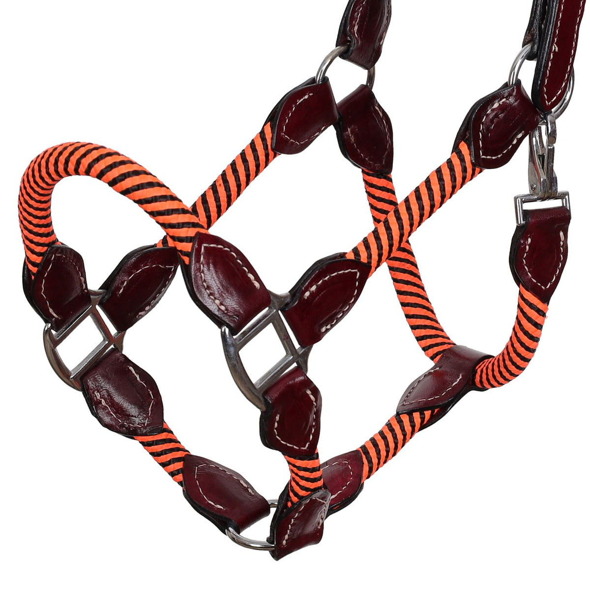 Orange Poly Rope Leather Halter