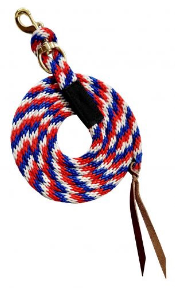 8' Red White & Blue Poly Lead Rope w/ Removable brass snap
