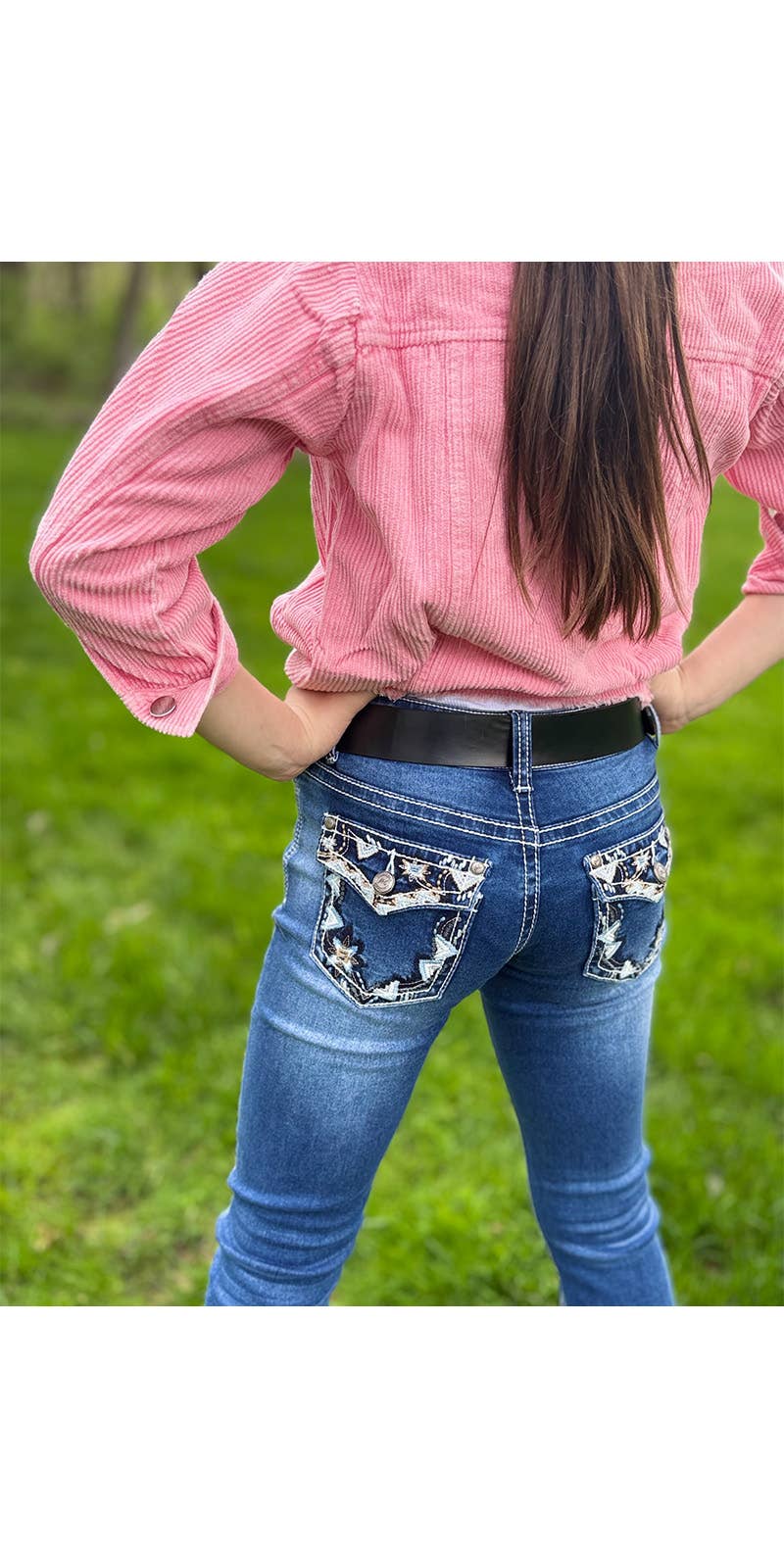 Girls' Western Bootcut Jeans Flap Pocket