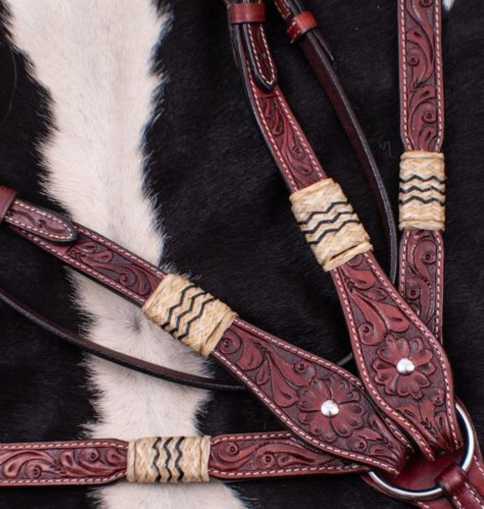 Showman Browband Rawhide Braided Headstall and Breast collar Set