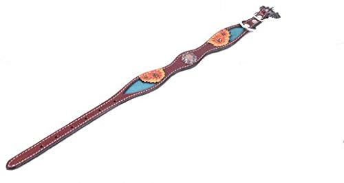 Showman Hand Painted Sunflower Leather Dog Collar With Copper Buckle