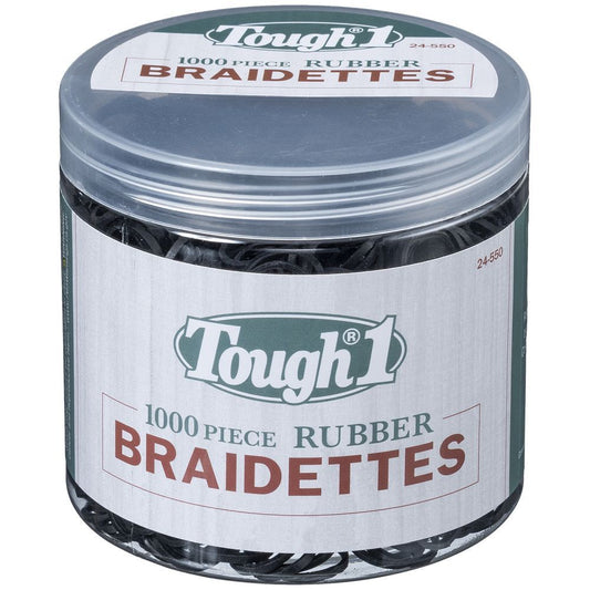 1000 pc. TOUGH-1 RUBBER BRAIDETTES BANDS Black or Brown