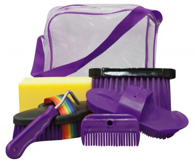 6 pc Showman Grooming Kit with Clear Bag Color Choice`