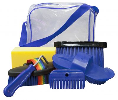 6 pc Showman Grooming Kit with Clear Bag Color Choice`