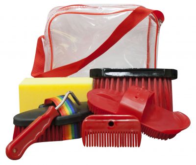 6 pc Showman Grooming Kit with Clear Bag Color Choice`