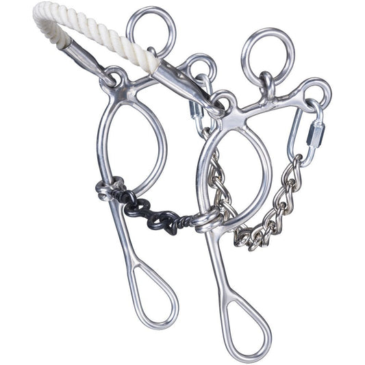Miniature Combo Rope Nose Hackamore Twisted Dogbone Gag