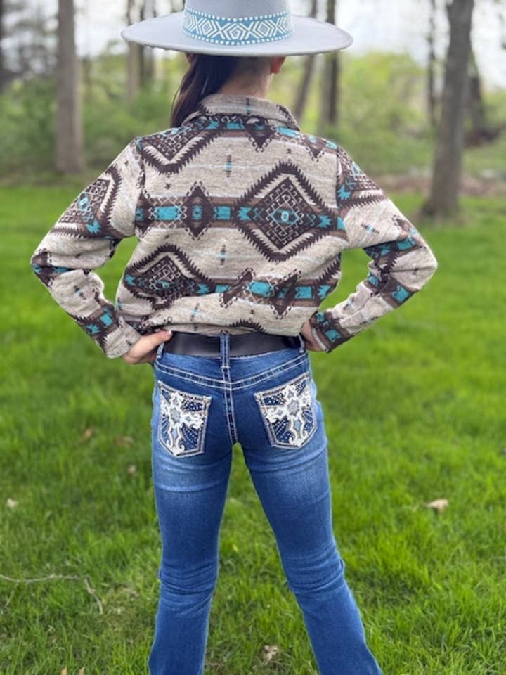 Montana Co Girls Aztec Shacket Shirt Jacket
