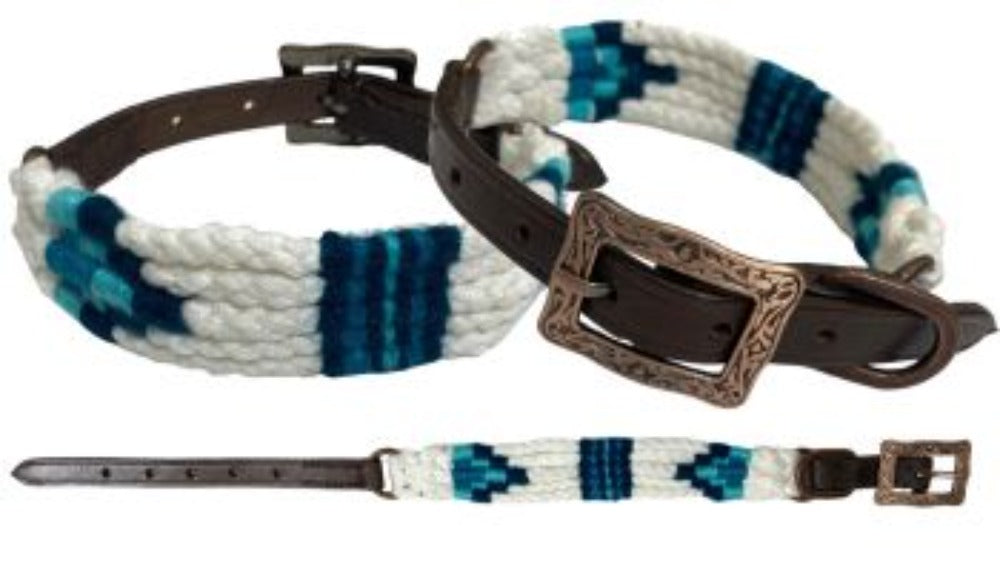 Corded Mohair & Leather Dog Collar