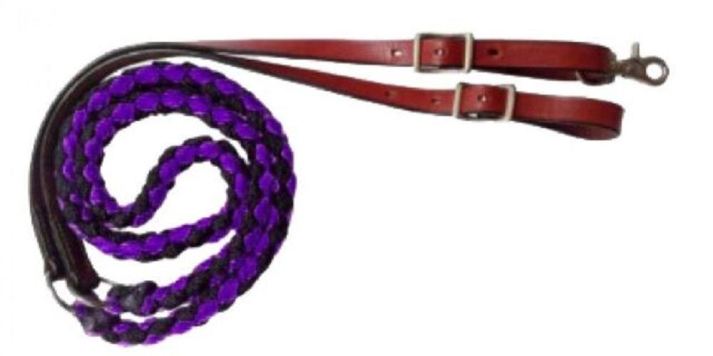 8' Nylon & Leather Barrel Roping Reins, Color choice