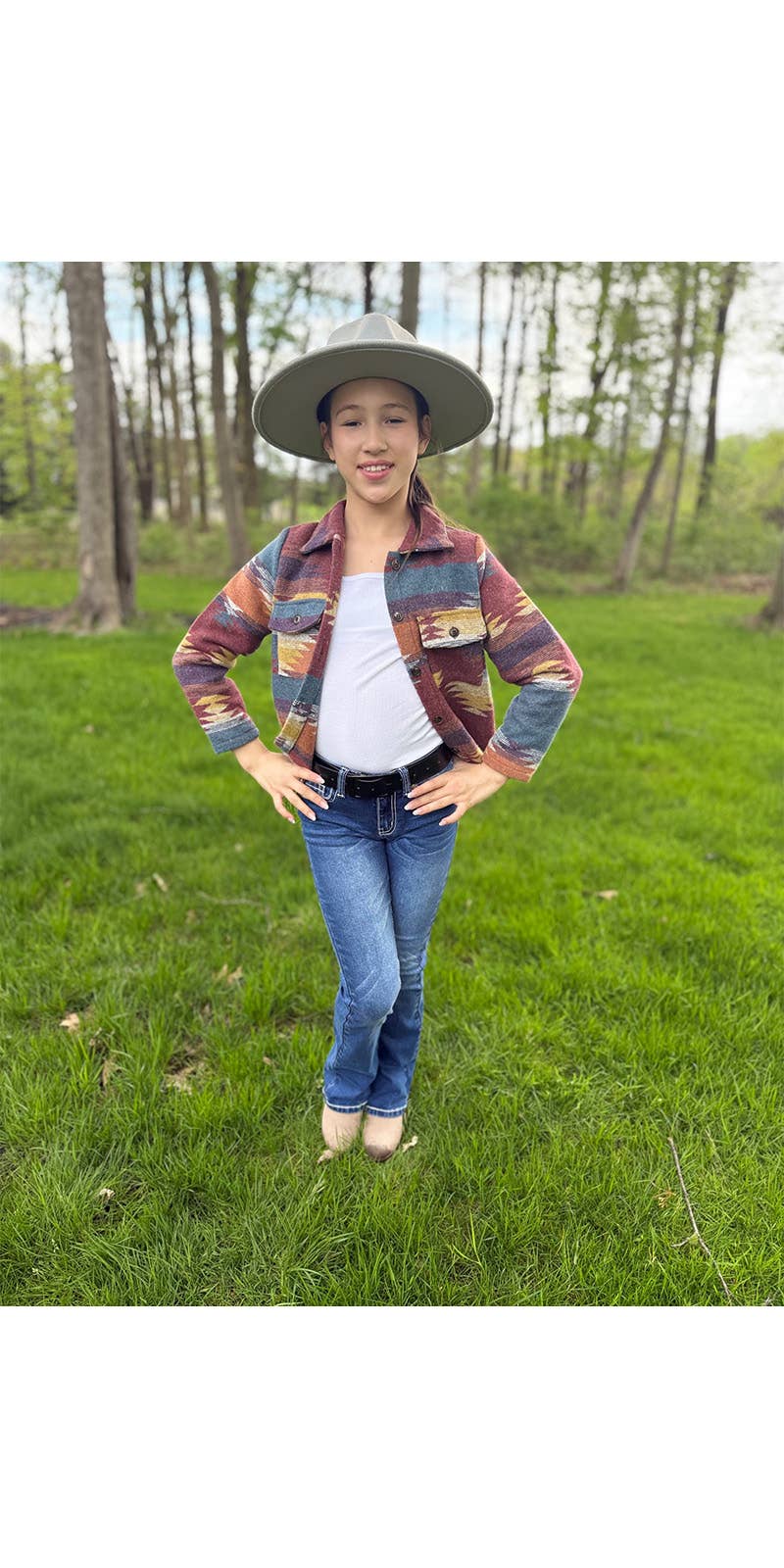 Girls' Western Bootcut Jeans Cross Design