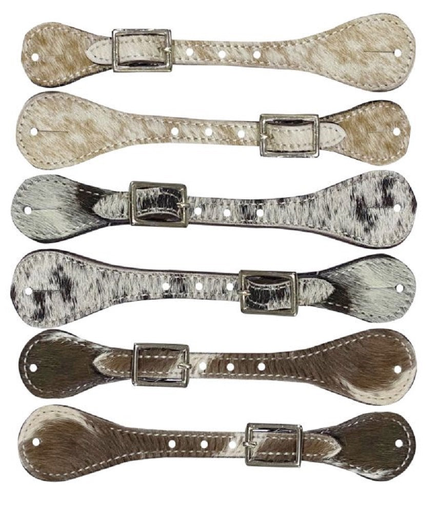 Leather Hair-on Cowhide Youth Spur Straps