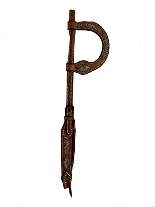 Showman Argentina Cow Leather One Ear Headstall w/ Rawhide Inlay