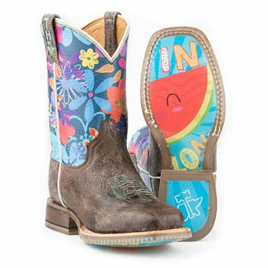 Tin Haul Girls Bloomin Flowers Square Toe Western Boot