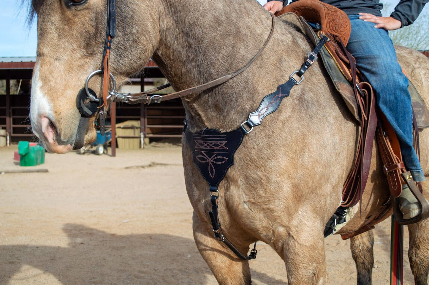 Schulz Navy Boot Stitch Headstall and Breast Collar Set