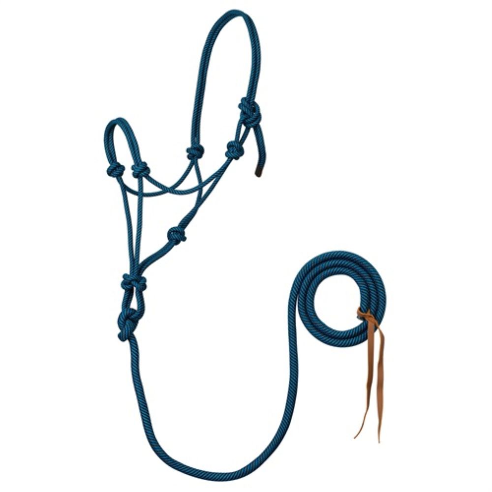 Rope Horse Halter with Attached Lead, 5/16” – Multiple Colors