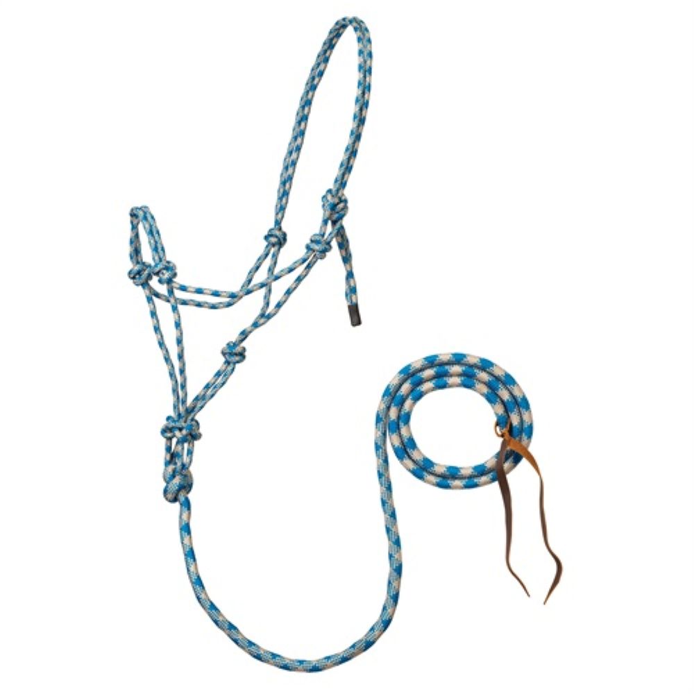 Rope Horse Halter with Attached Lead, 5/16” – Multiple Colors