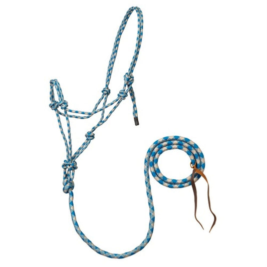 Rope Horse Halter with Attached Lead, 5/16” – Multiple Colors