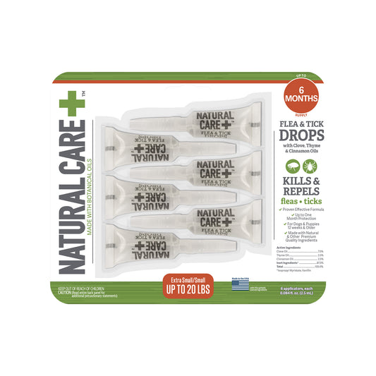 6 pk. Natural Care Flea and Tick Drops Dogs up to 20 lbs.