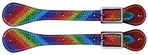 Women's Rainbow Glitter overlay Leather Spur Straps