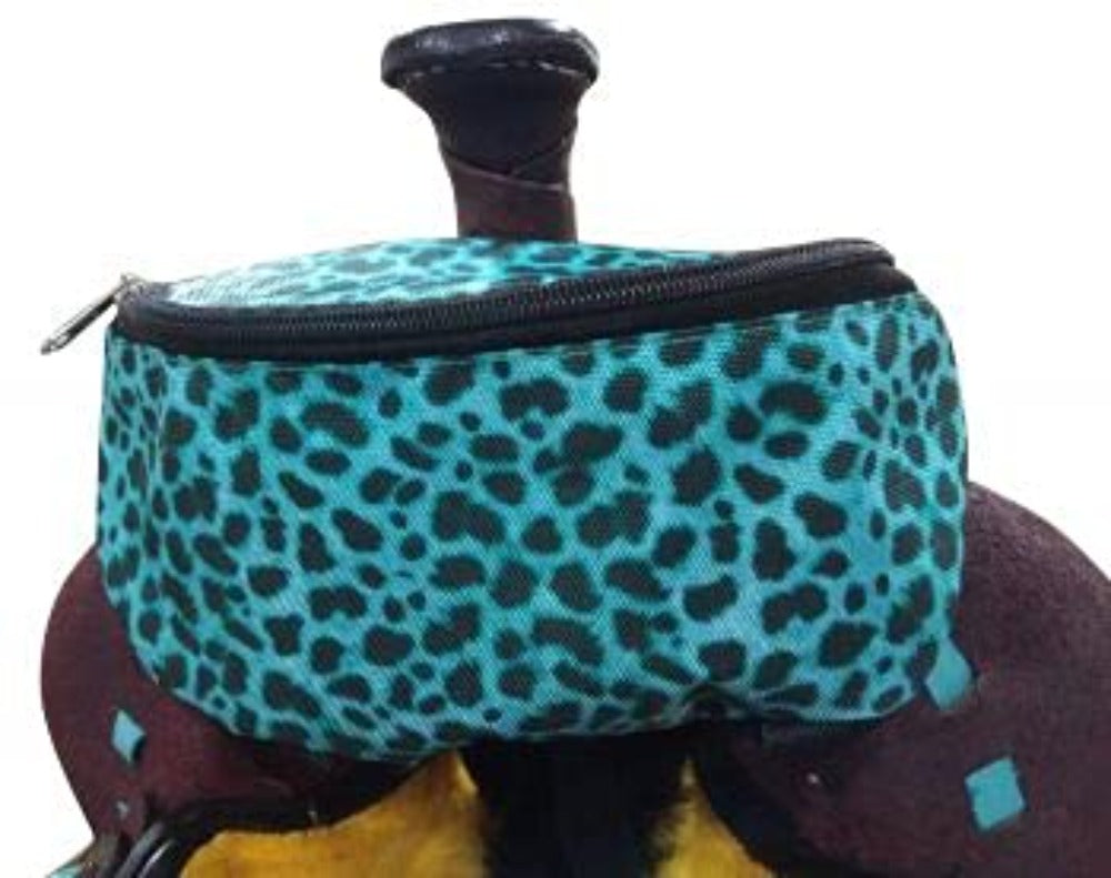 Teal Cheetah Print Saddle Pouch