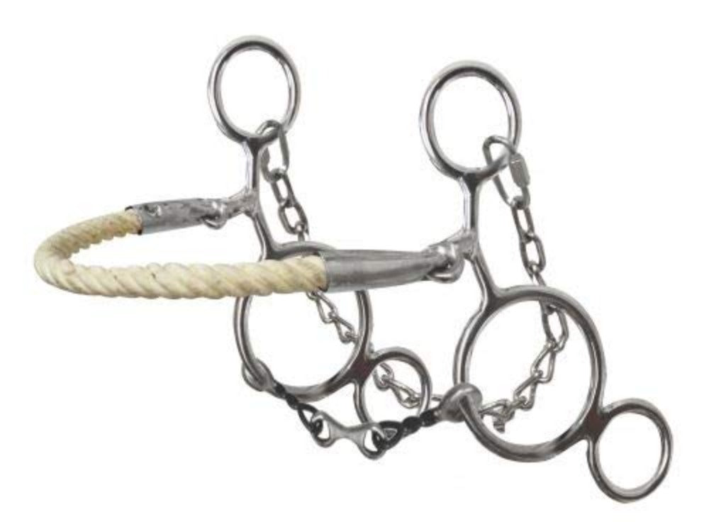 Rope Nose Hackamore w/ twisted 5.5" dog bone mouth bit
