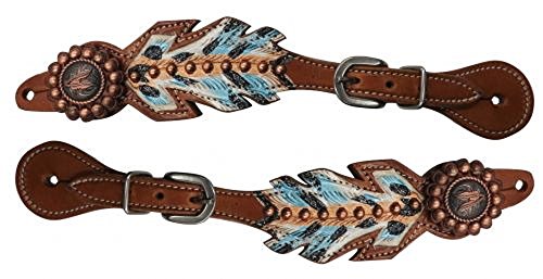 Showman Adjustable Hand-painted Feather Spur Straps