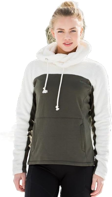 HORZE Ladies Luanna Fleece Hoodie Green WHite