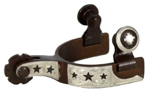 Toddler size Brown Steel Silver Spurs w/ Cut out Stars