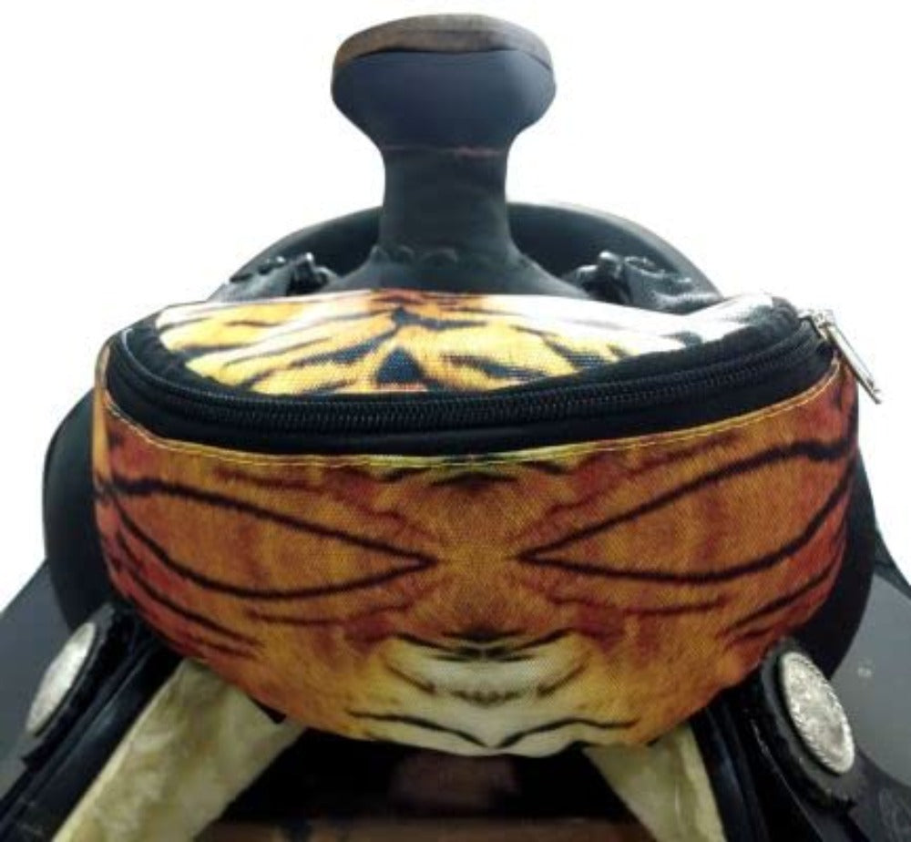 Showman Brown Aztec Print Insulated Nylon Saddle Pouch For Horses