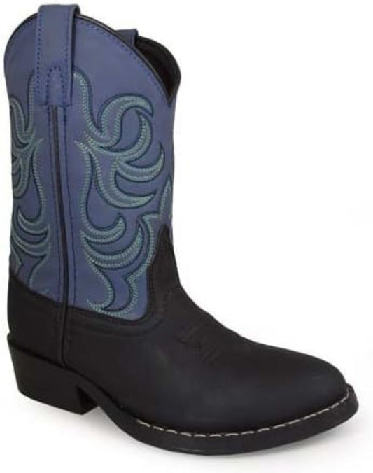 Child's Smoky Mountain Black Blue Cowboy Boots, Size 10
