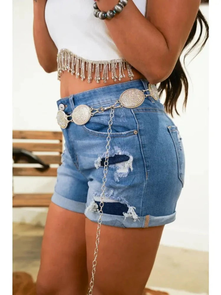 Women's Denim Shorts w/ Patch inserts