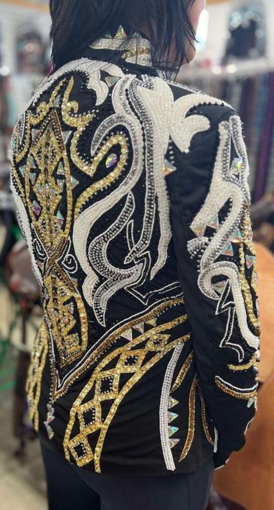 Royal Highness Gold & White Western Show Jacket, Size Medium