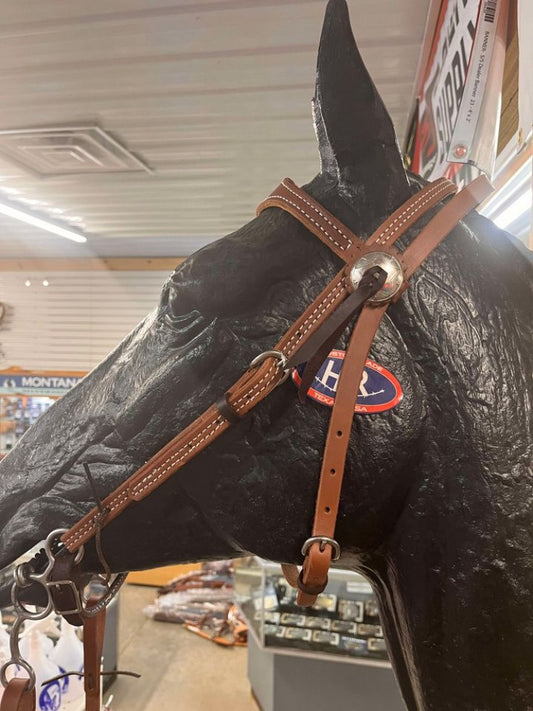 HR Scalloped Brow Headstall w/ Reins & Jr Cow Horse Bit