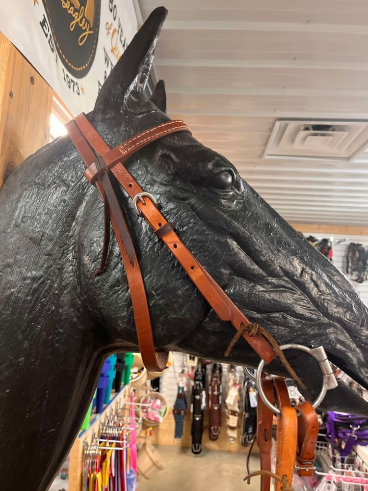 HR Single Ply Headstall w/ Reins & Sweet Iron Snaffle