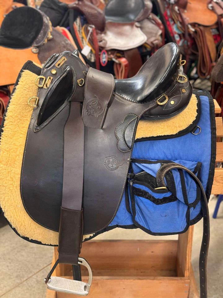 15" Aussie Saddle With Pad, Girth, & Stirrups