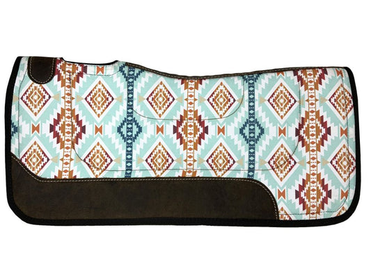 Showman 31" x 32" Contoured Felt Saddle Pad - Aqua Aztec