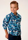 Roper Long Sleeved Boy's Beach Horseshoes Print Western Shirt.