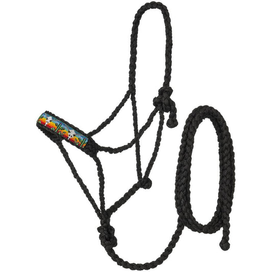 Tough1 Beaded Mule Tape Halter with Lead Skulls