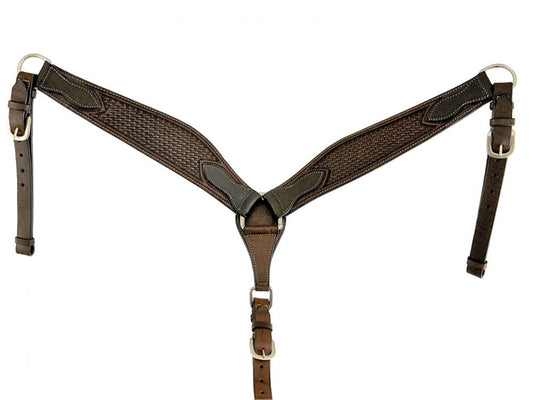 Argentina Cow Leather Basket Tooled Breast Collar