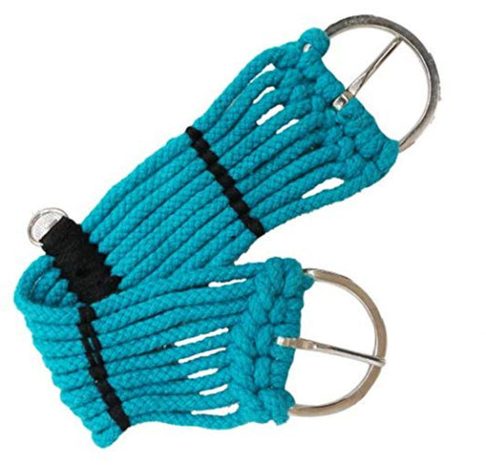 Mini/Pony Teal 9 Strand Braided Rope Cinch w/ Center D Rings