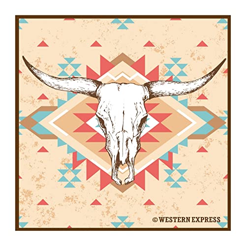 22" x 22" Off White Desert Steer Skull Rodeo Bandana Wild Rag