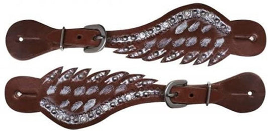 Showman Angel Wing Spur Straps with Crystals