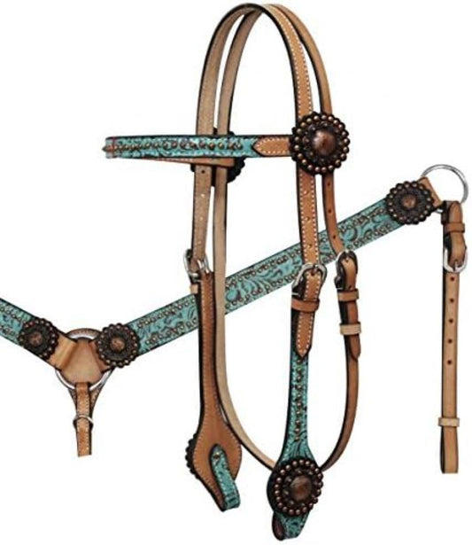 Light Oil Filigree Headstall and Breast Collar Set